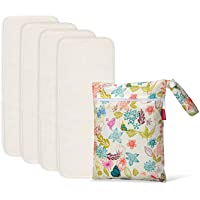 Damero Pañales Liners (4 piezas) con wet bag- Forros Reutilizable para Pañal- Insertos para Bebés Pañales Lavable- 5…